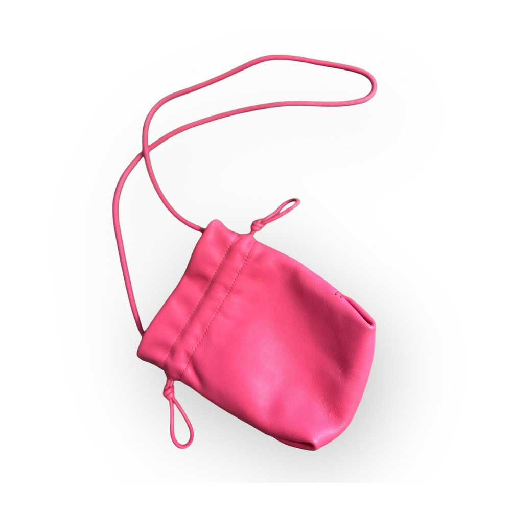 NWT J Crew Crossbody Bag Bubble Gum Pink Libson Drawstring Bucket Purse Leather